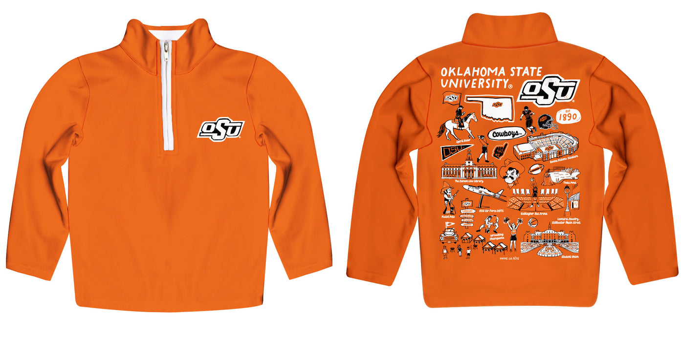 OSU Cowboys Vive La Fete Impressions Artwork Orange Boys Quarter Zip Pullover V1