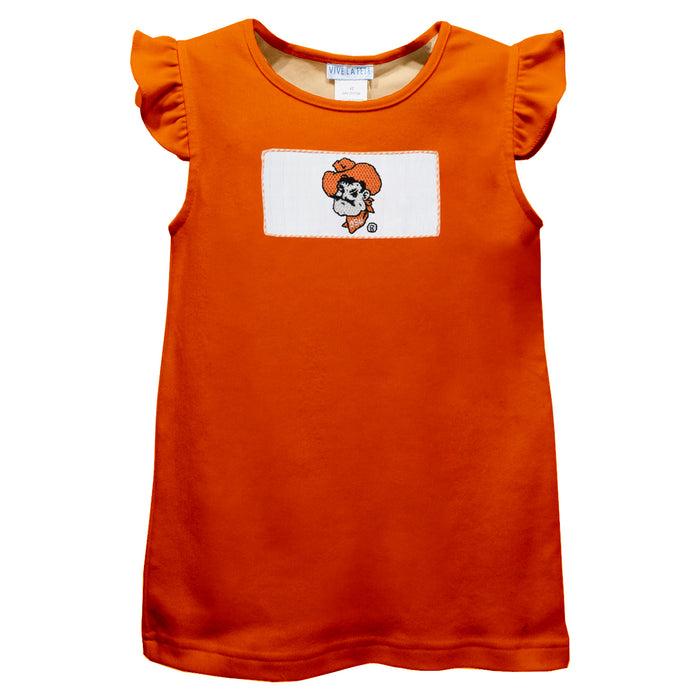 OSU Cowboys Smocked Orange Knit Angel Wing Sleeves Girls Tshirt