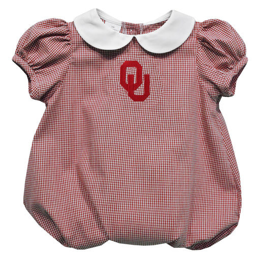 Oklahoma Sooners Embroidered Red Gingham Baby Bubble Short Sleeve