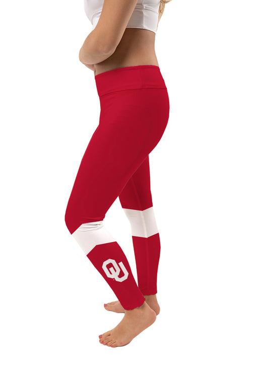 Oklahoma Sooners Vive La Fete Game Day Collegiate Ankle Color Block Women Red White Yoga Leggings - Vive La Fête - Online Apparel Store
