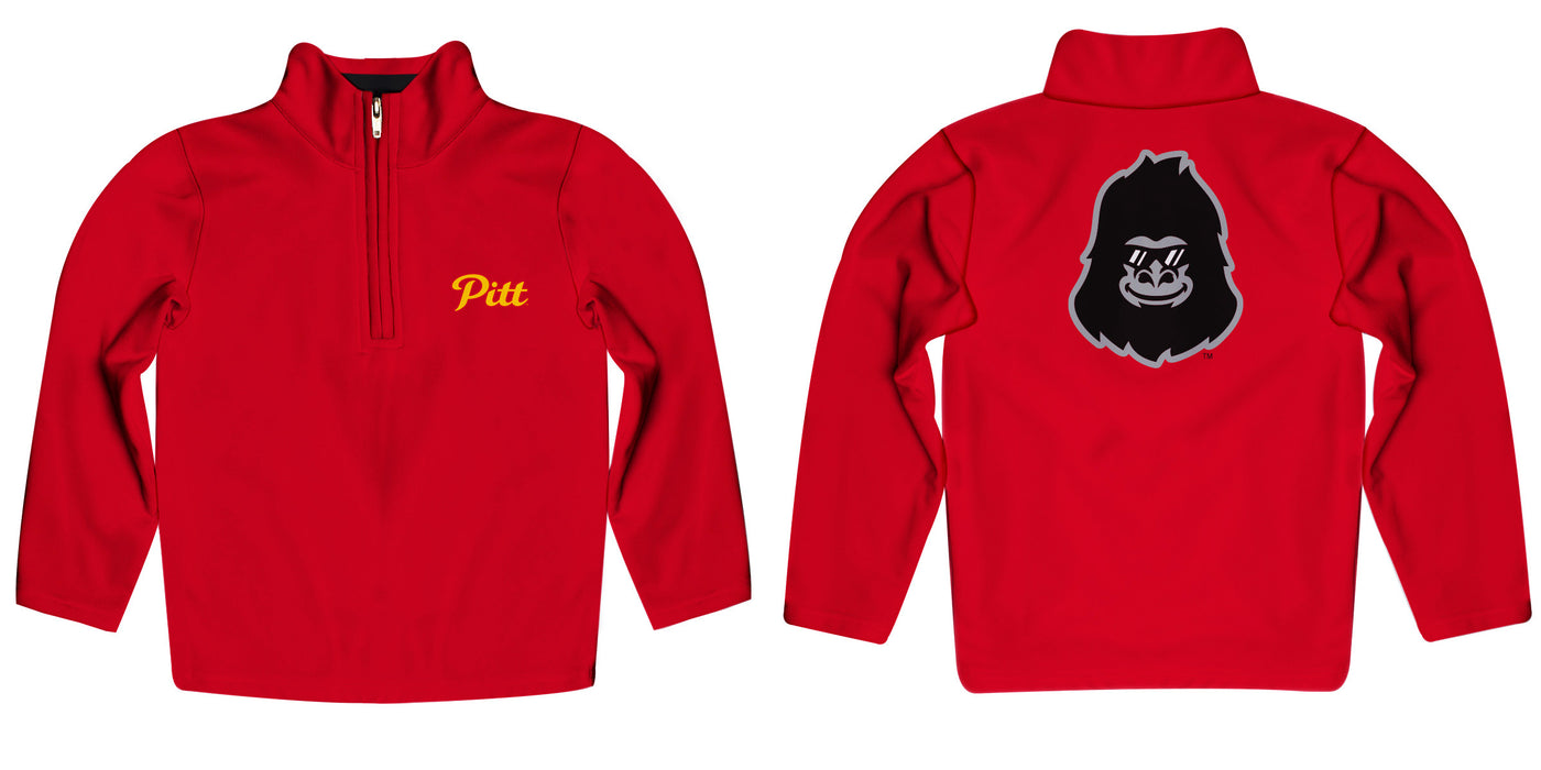 Pittsburgh State University Gorillas Vive La Fete Game Day Solid Crimson Quarter Zip Pullover Sleeves