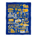 Pittsburgh Panthers UP Blue Hand Sketched Vive La Fete Impressions Artwork Plush Soft Minky Blanket 36 x 48