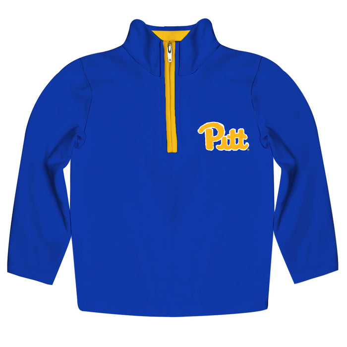 Pittsburgh Panthers UP Hand Sketched Vive La Fete Impressions Artwork  Blue Quarter Zip Pullover V1