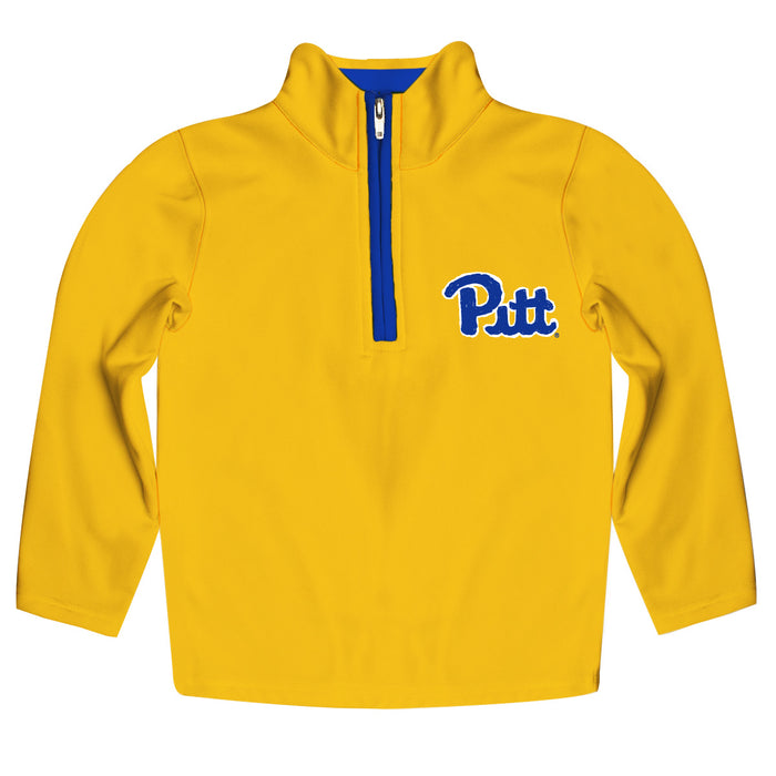 Pittsburgh Panthers UP Hand Sketched Vive La Fete Impressions Artwork  Gold Quarter Zip Pullover V1