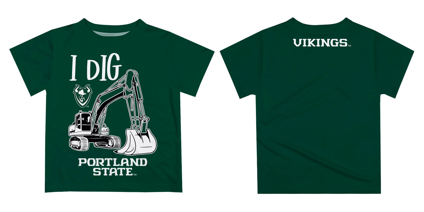 Portland State Vikings Vive La Fete Excavator Boys Game Day Green Short Sleeve Tee - Vive La Fête - Online Apparel Store