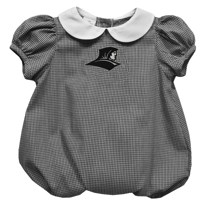 Providence Friars Embroidered Black Gingham Girls Baby Bubble Short Sleeve