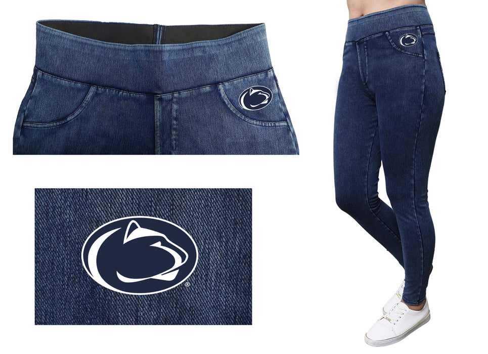 Penn State Nittany Lions Vive La Fete Game Day Collegiate Logo on Fake Pocket Women Navy Jeggings