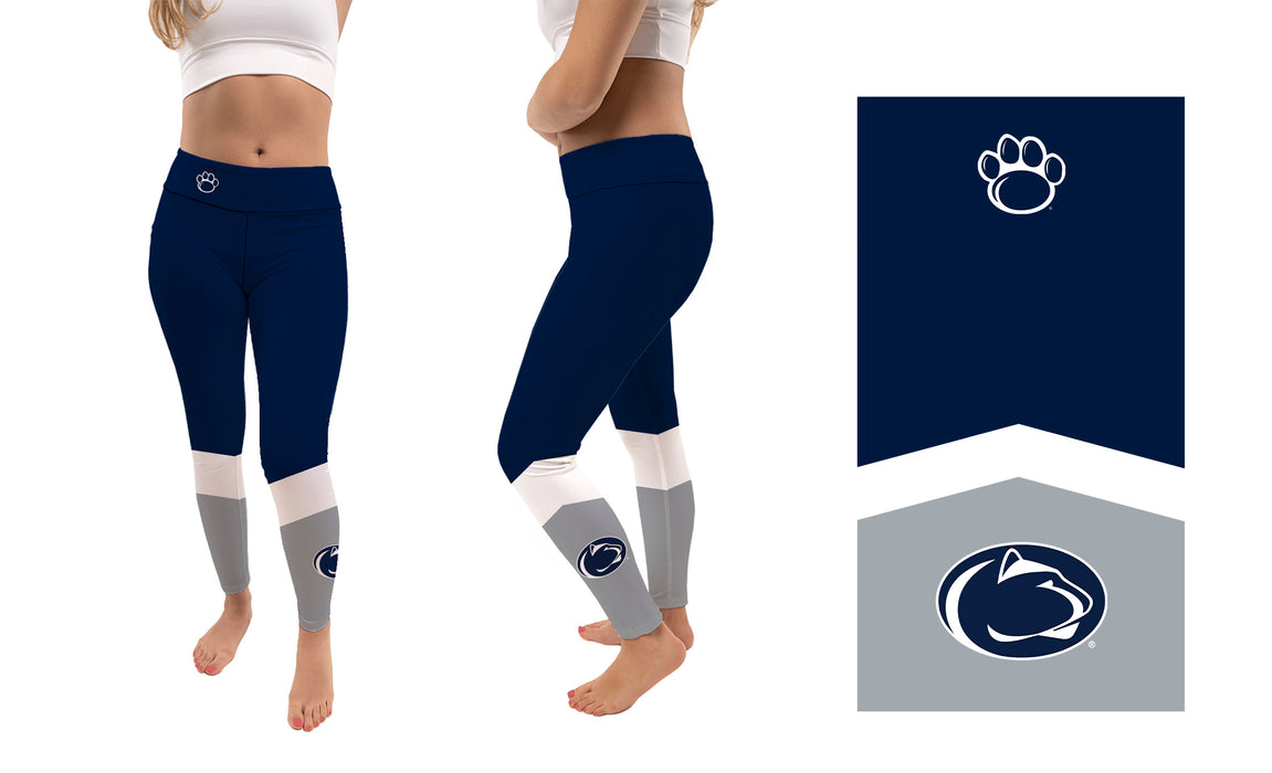 Penn State Nittany Lions Vive La Fete Game Day Collegiate Ankle Color Block Women Navy Gray Yoga Leggings - Vive La Fête - Online Apparel Store