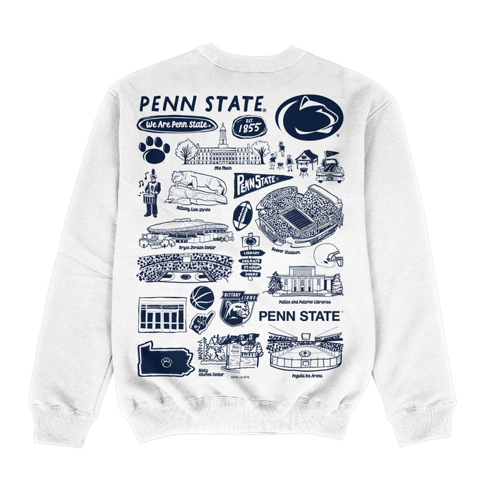 Penn State Nittany Lions Hand Sketched Impressions Artwork White Crewneck Sweatshirt for Women