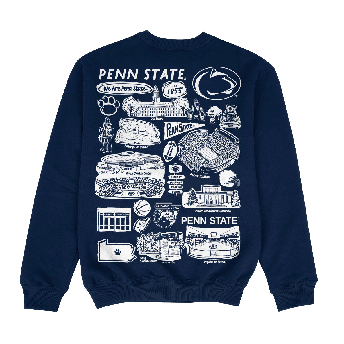 Penn State Nittany Lions Hand Sketched Impressions Artwork Navy Crewneck  Sweatshirt for Women