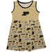 Purdue University Boilermakers Sleeveless Tank Dress Girls Gold Repeat Print Hand Sketched Vive La Fete Impressions