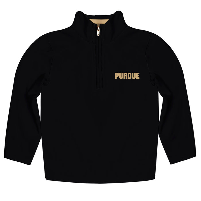 Purdue University Boilermakers Vive La Fete Game Day Solid Black Quarter Zip Pullover Sleeves