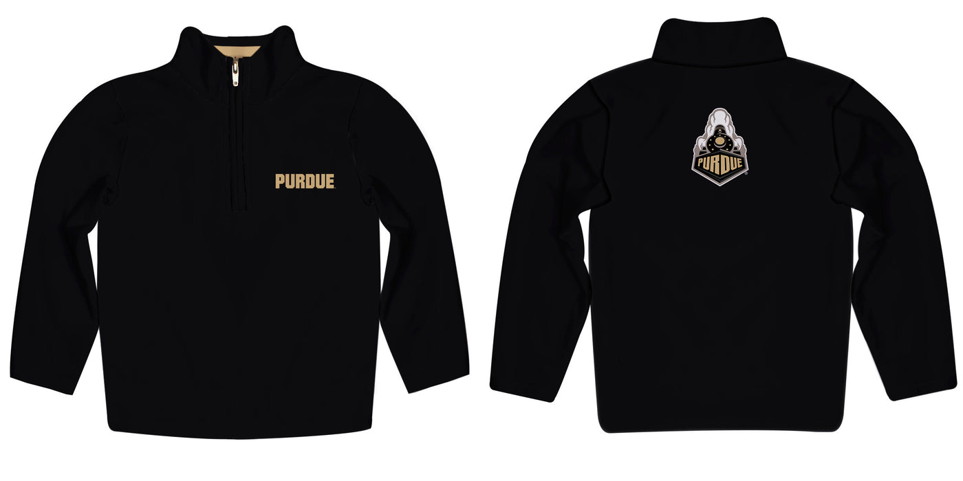 Purdue University Boilermakers Vive La Fete Game Day Solid Black Quarter Zip Pullover Sleeves