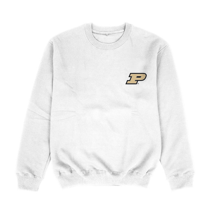 Purdue University Boilermakers Hand Sketched Vive La Fete Impressions Artwork Womens  White Crewneck Sweatshirt