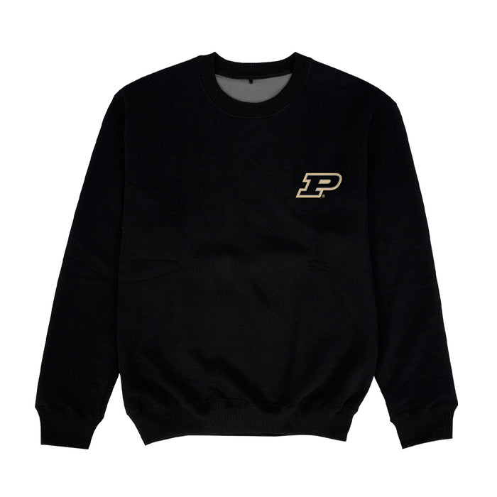 Purdue University Boilermakers Hand Sketched Vive La Fete Impressions Artwork Womens  Black Crewneck Sweatshirt