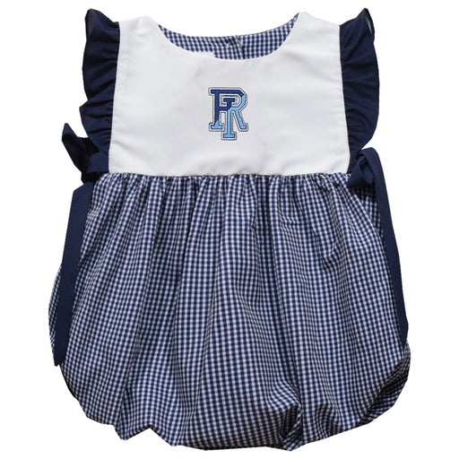 Rhode Island Rams Embroidered Navy Gingham Girls Bubble