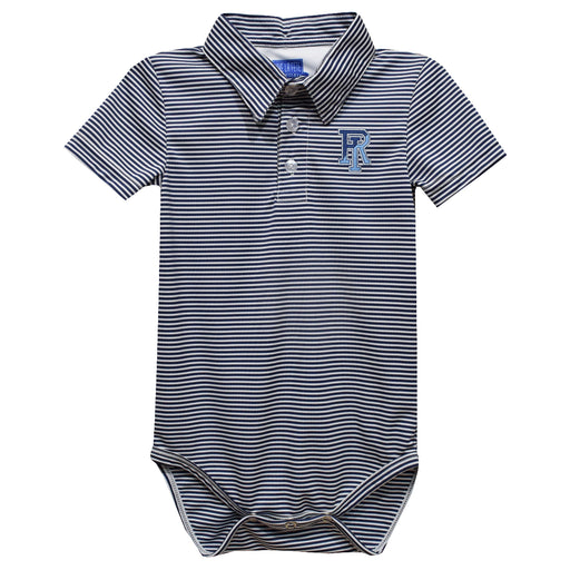 Rhode Island Rams Embroidered Navy Stripe Knit Boys Polo Bodysuit