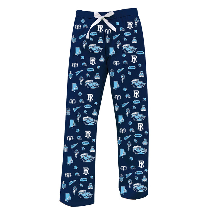 Rhode Island Rams Repeat Print Hand Sketched Vive La Fete Impressions Artwork Womens  Navy  Lounge Pants