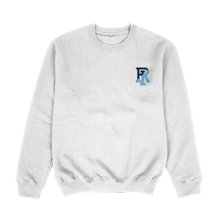 Rhode Island Rams Hand Sketched Vive La Fete Impressions Artwork Womens  White Crewneck Sweatshirt