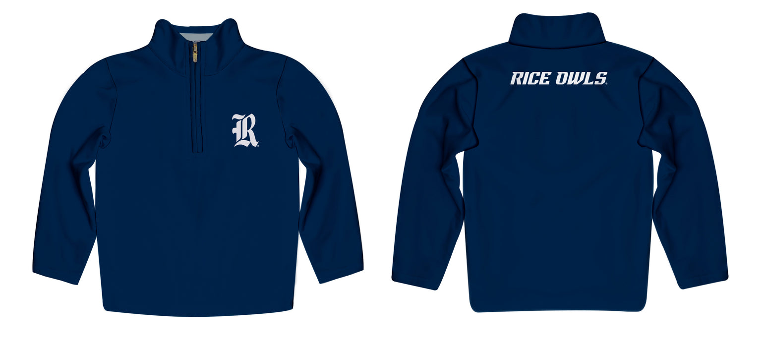 Rice University Owls Vive La Fete Women Solid Blue Quarter Zip Pullover Sleeves - Vive La Fête - Online Apparel Store