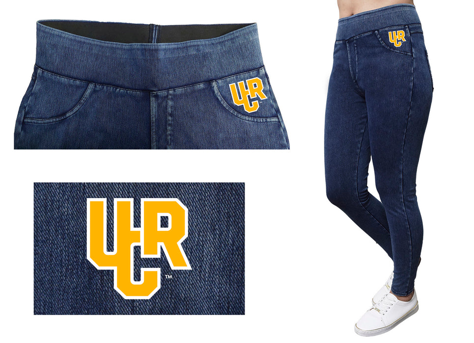 Riverside Highlanders UCR Vive La Fete Game Day Collegiate Logo on Fake Pocket Women Blue Jeggings