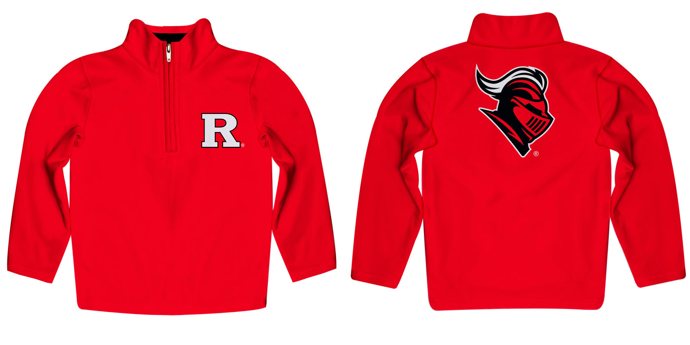 Rutgers State University Scarlet Knights Vive La Fete Game Day Solid Red Quarter Zip Pullover Sleeves