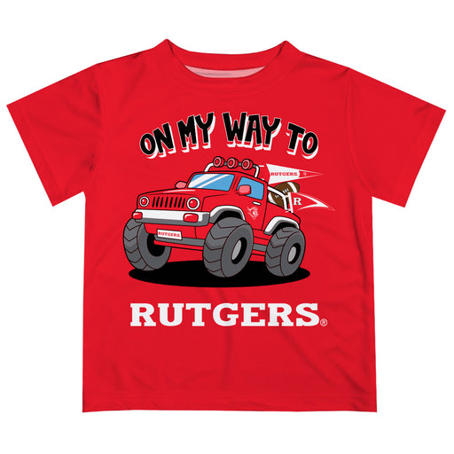 Rutgers State University Scarlet Knights  Vive La Fete Monster Truck Boys Game Day Red Short Sleeve Tee