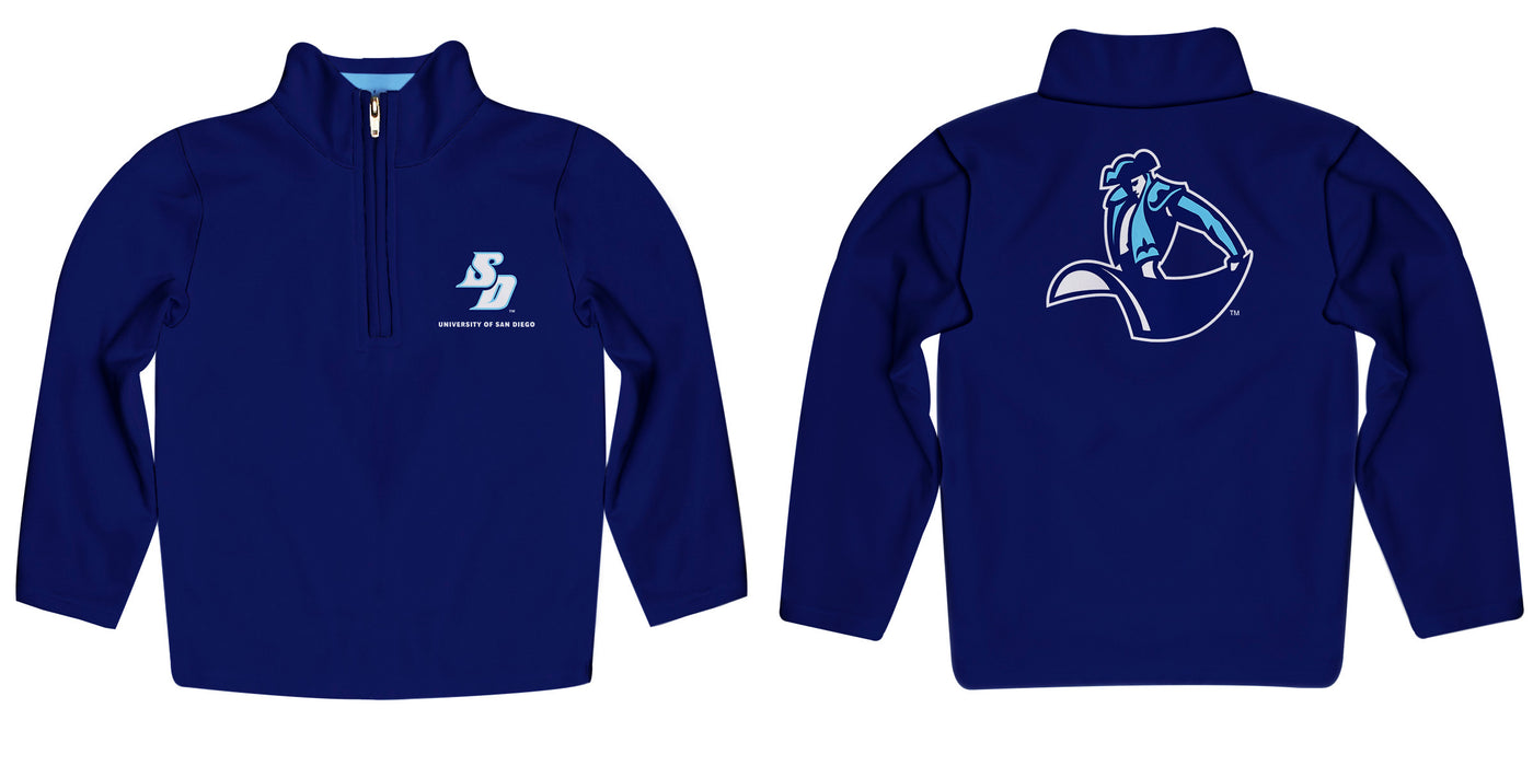 San Diego Toreros Vive La Fete Game Day Solid Blue Quarter Zip Pullover Sleeves