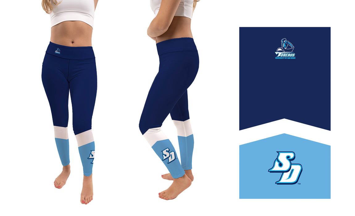 San Diego Toreros Vive La Fete Game Day Collegiate Ankle Color Block Women Blue White Yoga Leggings - Vive La Fête - Online Apparel Store