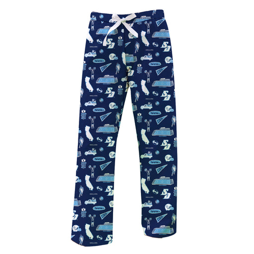 San Diego Toreros Repeat Print Hand Sketched Vive La Fete Impressions Artwork Womens  Blue  Lounge Pants