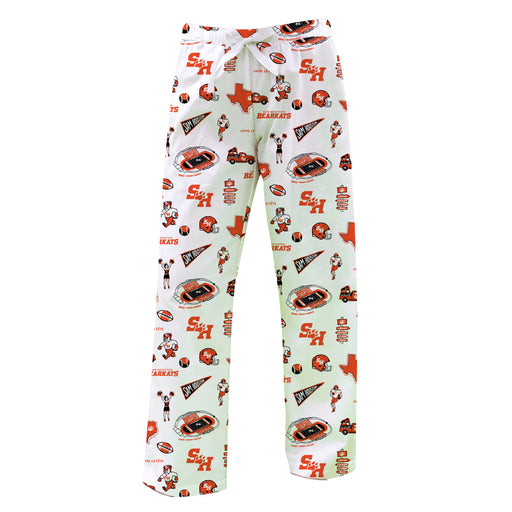 Sam Houston Bearkats Repeat Print Hand Sketched Vive La Fete Impressions Artwork Womens  White  Lounge Pants