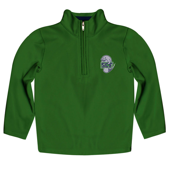 State College of Florida Manatees Vive La Fete Logo and Mascot Name Womens Green Quarter Zip Pullover