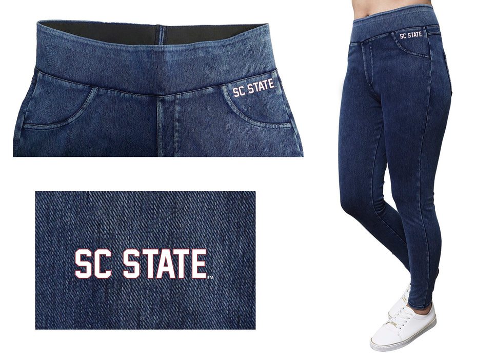 South Carolina State Bulldogs Vive La Fete Game Day Collegiate Logo on Fake Pocket Women Red Jeggings