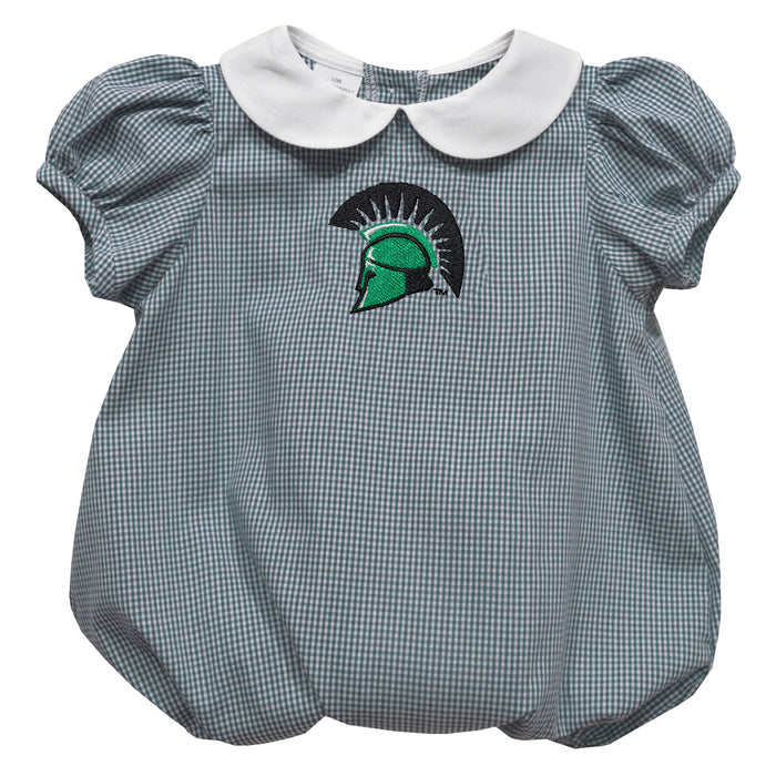 USC Upstate Spartans Embroidered Hunter Green Gingham Girls Baby Bubble Short Sleeve