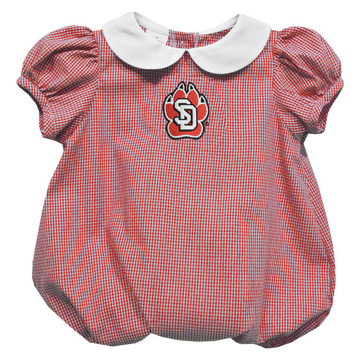 South Dakota Coyotes Embroidered Red Cardinal Gingham Baby Bubble Short Sleeve