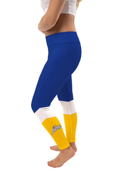 South Dakota State Jackrabbits Vive La Fete Game Day Collegiate Ankle Color Block Women Blue Gold Yoga Leggings - Vive La Fête - Online Apparel Store