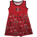 San Diego State University Aztecs Sleeveless Tank Dress Girls Red Repeat Print Hand Sketched Vive La Fete Impressions