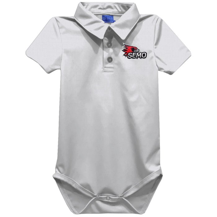 Southeast Missouri Redhawks Embroidered White Solid Knit Boys Polo Bodysuit