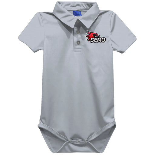 Southeast Missouri Redhawks Embroidered Gray Solid Knit Boys Polo Bodysuit