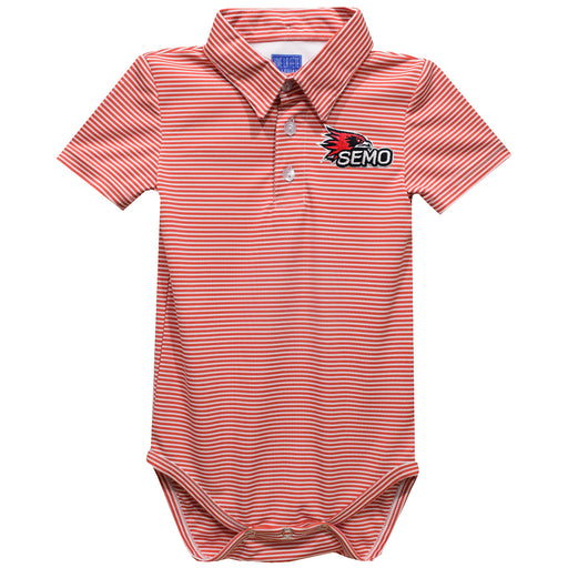 Southeast Missouri Redhawks Embroidered Red Cardinal Stripe Knit Boys Polo Bodysuit