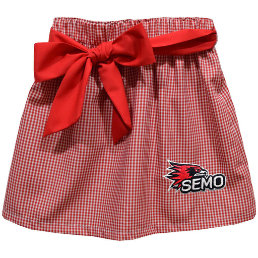 Southeast Missouri Redhawks Embroidered Red Cardinal Gingham Skirt With Sash