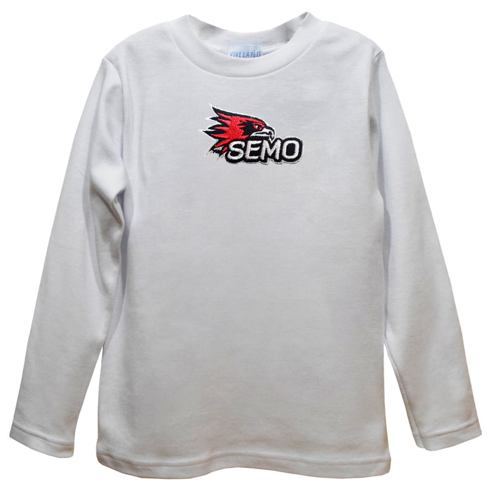 Southeast Missouri Redhawks Embroidered White Knit Long Sleeve Boys Tee Shirt