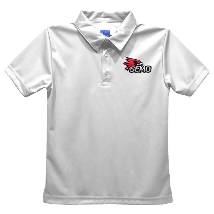 Southeast Missouri Redhawks Embroidered White Short Sleeve Polo Box Shirt