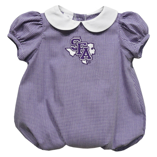 Stephen F. Austin University SFA Lumberjacks Embroidered Purple Gingham Baby Bubble Short Sleeve