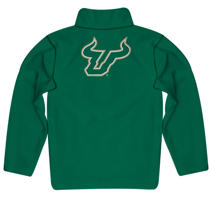 South Florida Bulls USF Vive La Fete Game Day Solid Green Quarter Zip Pullover Sleeves