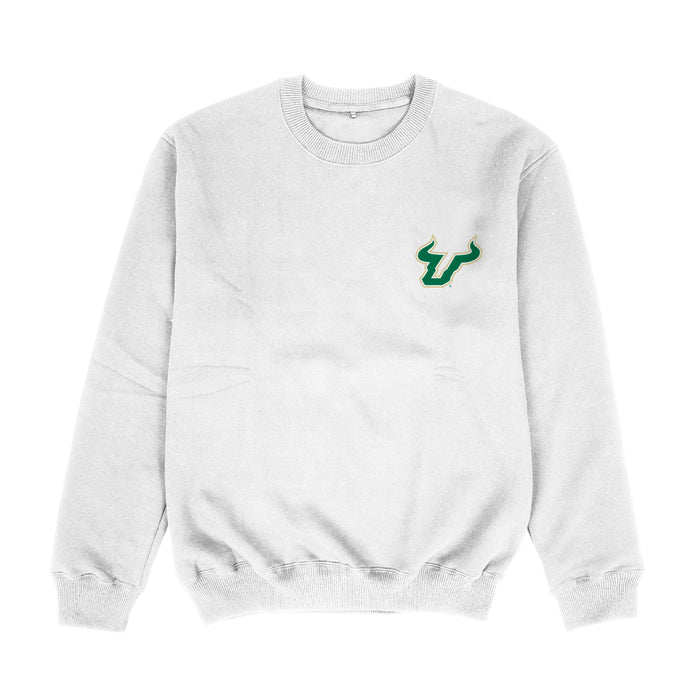 South Florida Bulls USF Hand Sketched Vive La Fete Impressions Artwork Womens  White Crewneck Sweatshirt