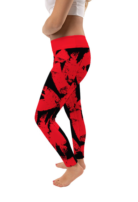 Southern Illinois University Cougars SIUE Vive La Fete Paint Brush Logo on Waist Women Red Yoga Leggings - Vive La Fête - Online Apparel Store