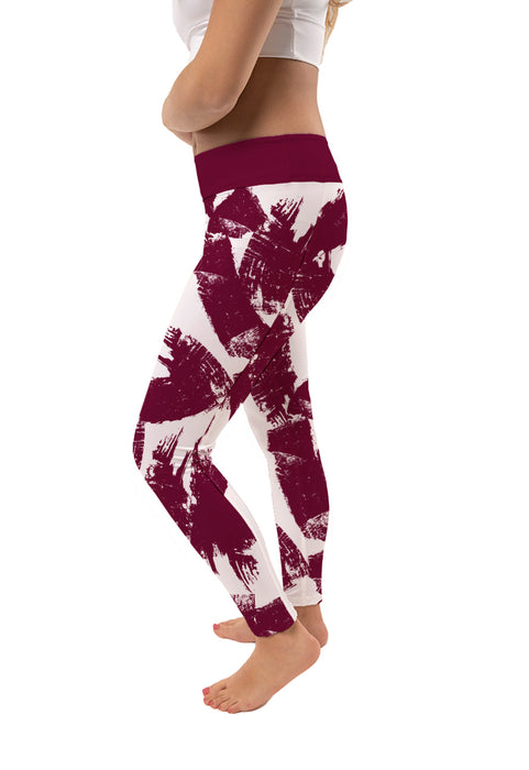 Southern Illinois Salukis SIU Vive La Fete Paint Brush Logo on Waist Women Maroon Yoga Leggings - Vive La Fête - Online Apparel Store