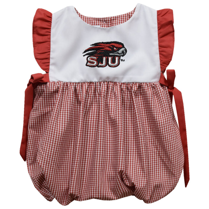 St. Josephs Hawks Embroidered Red Gingham Girls Bubble