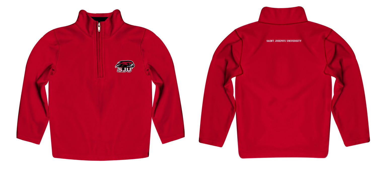 St. Josephs Hawks Vive La Fete Logo and Mascot Name Womens Red Quarter Zip Pullover - Vive La Fête - Online Apparel Store